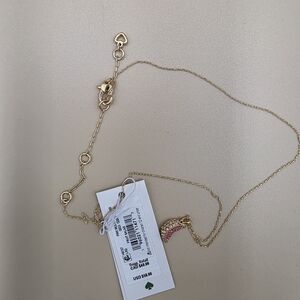 NWT Kate Spade Gold Necklace with Pink Watermelon Stone Charm